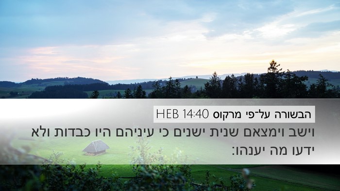הבשורה על־פי מרקוס 14:40 HEB Bible Verse Image