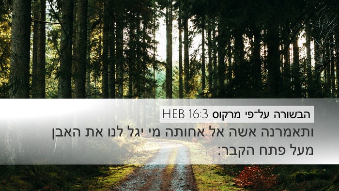 הבשורה על־פי מרקוס 16:3 HEB Bible Verse Image