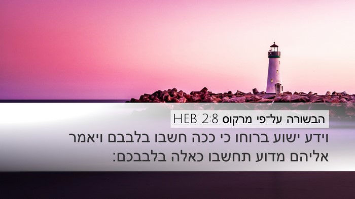 הבשורה על־פי מרקוס 2:8 HEB Desktop Wallpaper - וידע ישוע ברוחו כי ככה חשבו - Desktop Bible Verse Wallpaper