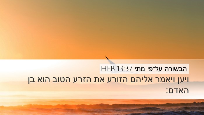 הבשורה על־פי מתי 13:37 HEB Bible Verse Image
