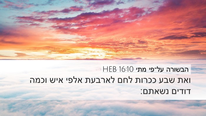 הבשורה על־פי מתי 16:10 HEB Desktop Wallpaper - ואת שבע ככרות לחם לארבעת - Desktop Bible Verse Wallpaper