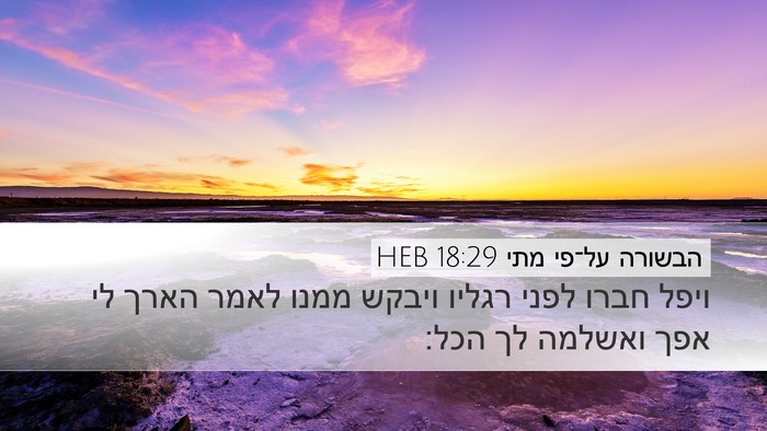הבשורה על־פי מתי 18:29 HEB Desktop Wallpaper - ויפל חברו לפני רגליו ויבקש - Desktop Bible Verse Wallpaper