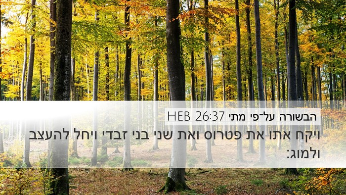הבשורה על־פי מתי 26:37 HEB Bible Verse Image