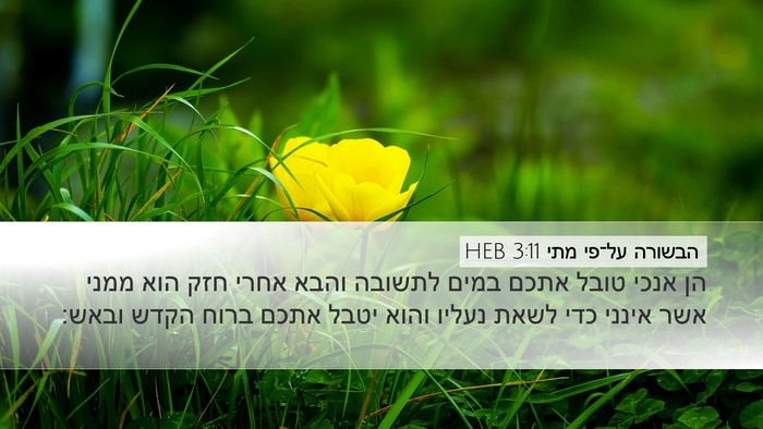 הבשורה על־פי מתי 3:11 HEB Bible Verse Image
