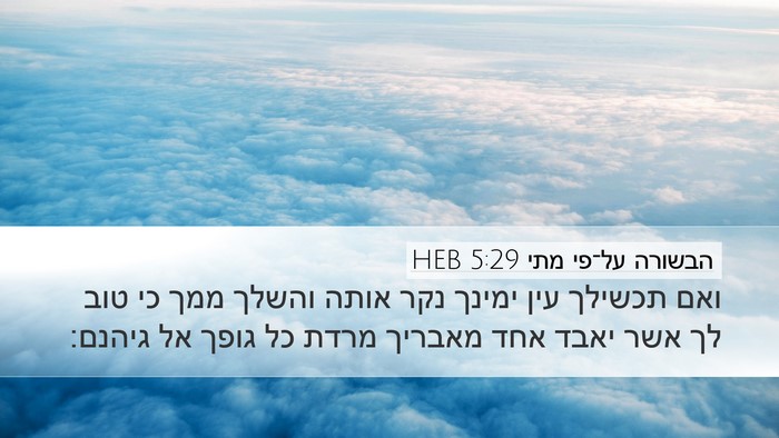 הבשורה על־פי מתי 5:29 HEB Desktop Wallpaper - ואם תכשילך עין ימינך נקר - Desktop Bible Verse Wallpaper
