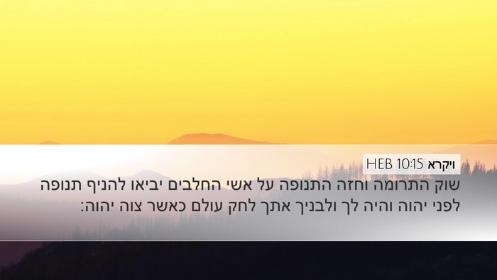 ויקרא 10:15 HEB Desktop Wallpaper - שוק התרומה וחזה התנופה על - Desktop Bible Verse Wallpaper