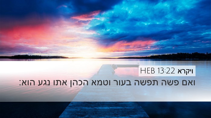 ויקרא 13:22 HEB Desktop Wallpaper - ואם פשה תפשה בעור וטמא הכהן - Desktop Bible Verse Wallpaper