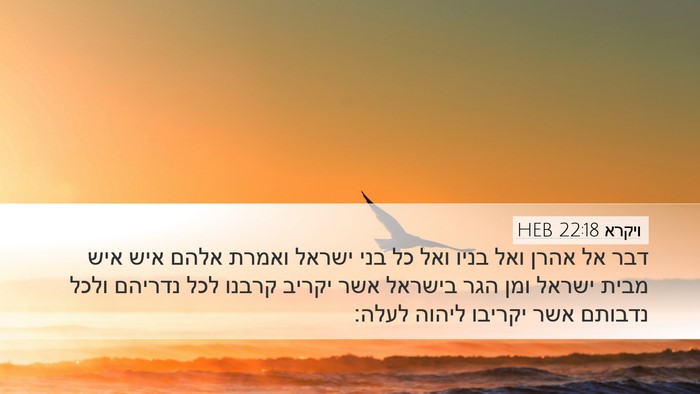 ויקרא 22:18 HEB Bible Verse Image