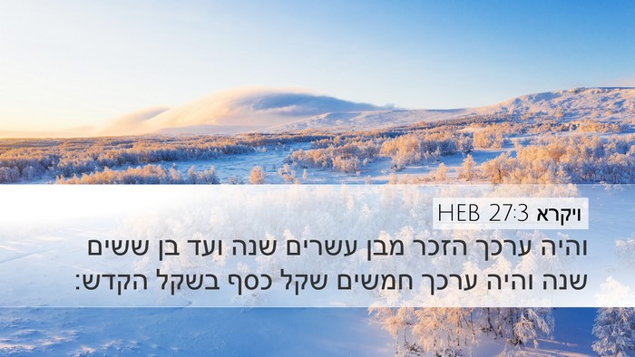 ויקרא 27:3 HEB Desktop Wallpaper - והיה ערכך הזכר מבן עשרים - Desktop Bible Verse Wallpaper