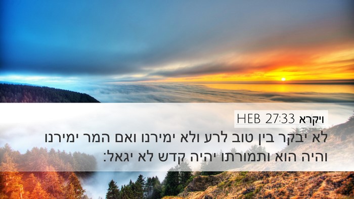 ויקרא 27:33 HEB Desktop Wallpaper - לא יבקר בין טוב לרע ולא - Desktop Bible Verse Wallpaper