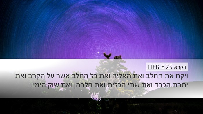 ויקרא 8:25 HEB Bible Verse Image