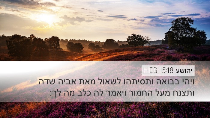יהושע 15:18 HEB Desktop Wallpaper - ויהי בבואה ותסיתהו לשאול - Desktop Bible Verse Wallpaper