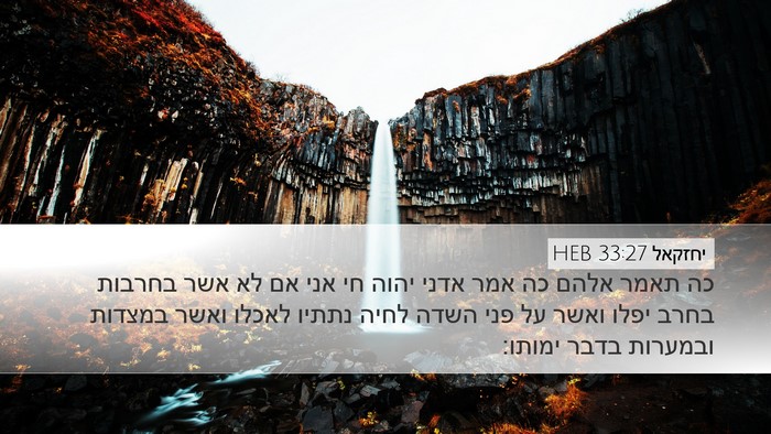 יחזקאל 33:27 HEB Desktop Wallpaper - כה תאמר אלהם כה אמר אדני - Desktop Bible Verse Wallpaper