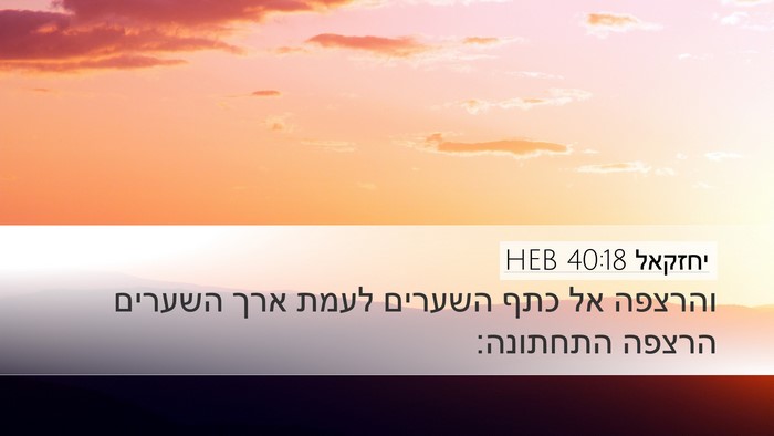 יחזקאל 40:18 HEB Desktop Wallpaper - והרצפה אל כתף השערים לעמת - Desktop Bible Verse Wallpaper