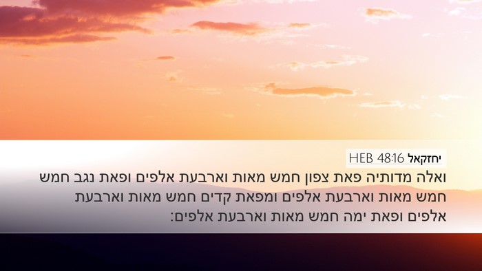 יחזקאל 48:16 HEB Desktop Wallpaper - ואלה מדותיה פאת צפון חמש - Desktop Bible Verse Wallpaper