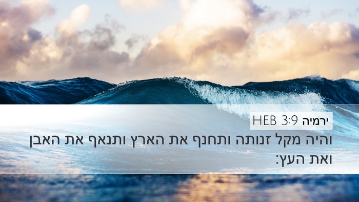 ירמיה 3:9 HEB Bible Verse Image