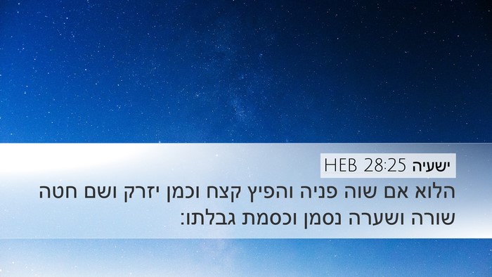 ישעיה 28:25 HEB Bible Verse Image