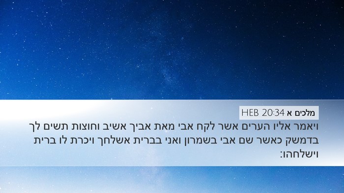 מלכים א 20:34 HEB Bible Verse Image