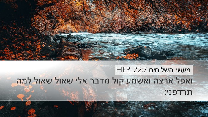 מעשי השליחים 22:7 HEB Desktop Wallpaper - ואפל ארצה ואשמע קול מדבר - Desktop Bible Verse Wallpaper