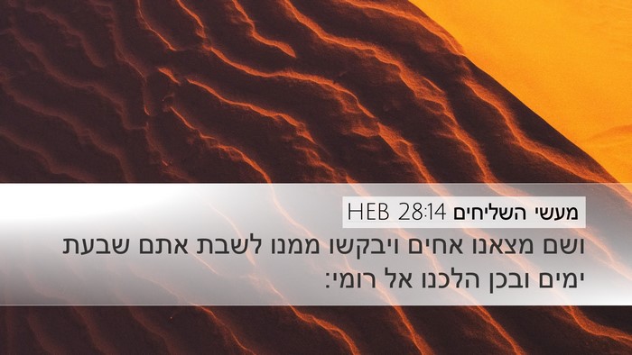 מעשי השליחים 28:14 HEB Bible Verse Image
