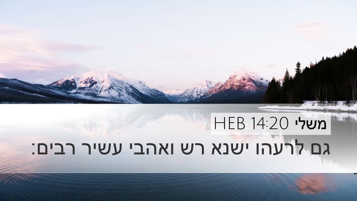 משלי 14:20 HEB Bible Verse Image