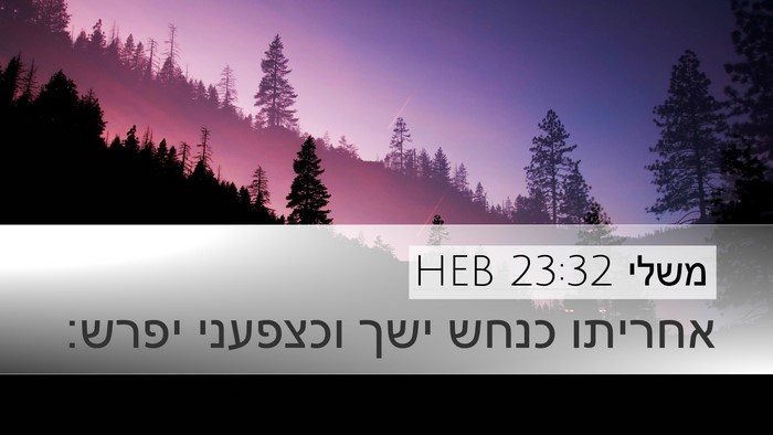 משלי 23:32 HEB Bible Verse Image