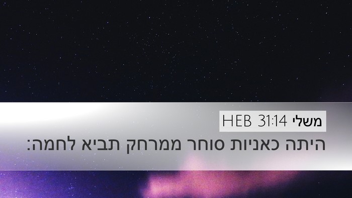 משלי 31:14 HEB Desktop Wallpaper - היתה כאניות סוחר ממרחק - Desktop Bible Verse Wallpaper