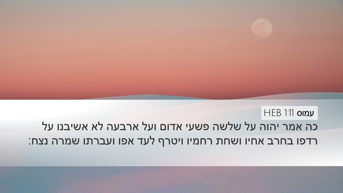 עמוס 1:11 HEB Bible Verse Image