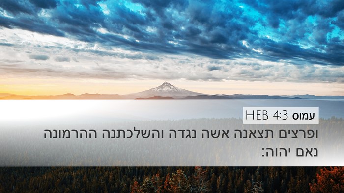 עמוס 4:3 HEB Desktop Wallpaper - ופרצים תצאנה אשה נגדה - Desktop Bible Verse Wallpaper