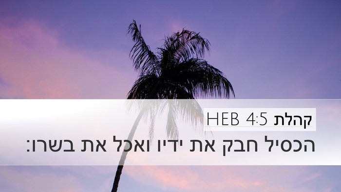 קהלת 4:5 HEB Desktop Wallpaper - הכסיל חבק את ידיו ואכל את - Desktop Bible Verse Wallpaper