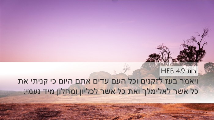 רות 4:9 HEB Desktop Wallpaper - ויאמר בעז לזקנים וכל העם - Desktop Bible Verse Wallpaper