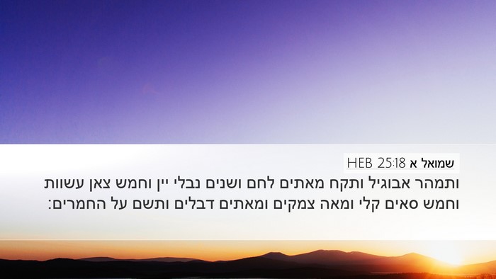 שמואל א 25:18 HEB Bible Verse Image