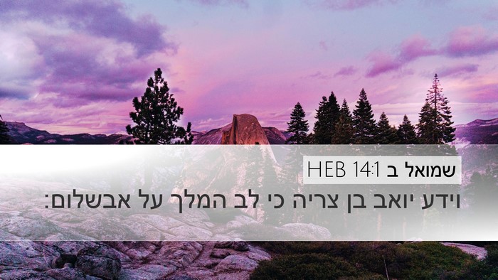 שמואל ב 14:1 HEB Desktop Wallpaper - וידע יואב בן צריה כי לב - Desktop Bible Verse Wallpaper