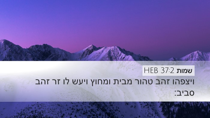 שמות 37:2 HEB Desktop Wallpaper - ויצפהו זהב טהור מבית ומחוץ - Desktop Bible Verse Wallpaper