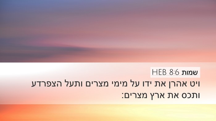 שמות 8:6 HEB Desktop Wallpaper - ויט אהרן את ידו על מימי - Desktop Bible Verse Wallpaper
