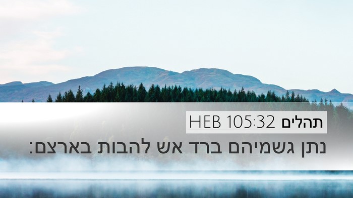 תהלים 105:32 HEB Bible Verse Image