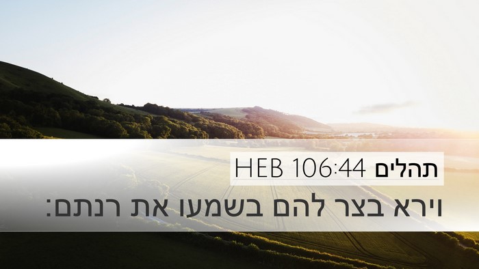 תהלים 106:44 HEB Bible Verse Image
