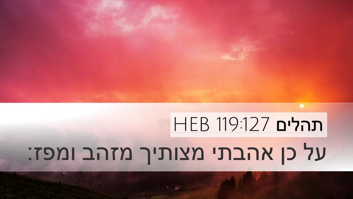 תהלים 119:127 HEB Bible Verse Image