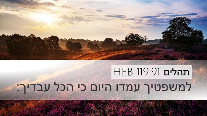 תהלים 119:91 HEB Desktop Wallpaper - למשפטיך עמדו היום כי הכל - Desktop Bible Verse Wallpaper