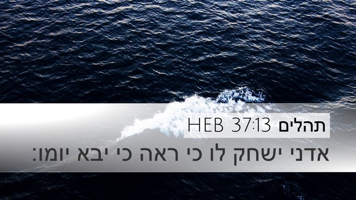 תהלים 37:13 HEB Bible Verse Image