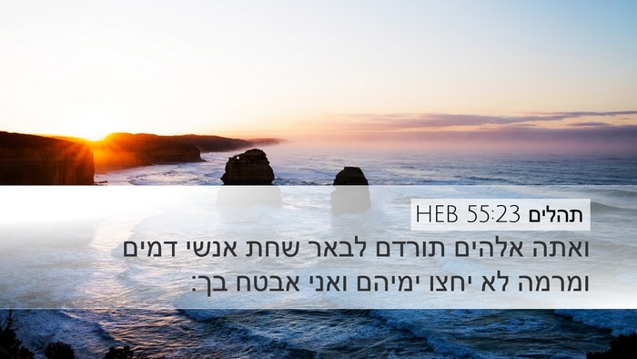תהלים 55:23 HEB Bible Verse Image