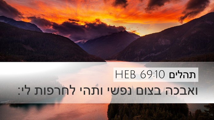 תהלים 69:10 HEB Desktop Wallpaper - ואבכה בצום נפשי ותהי - Desktop Bible Verse Wallpaper