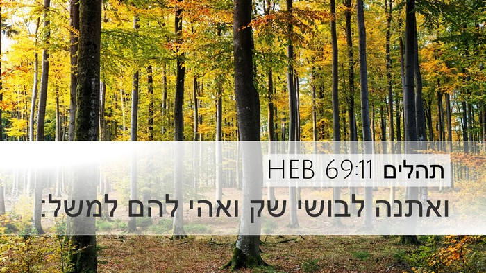 תהלים 69:11 HEB Desktop Wallpaper - ואתנה לבושי שק ואהי להם - Desktop Bible Verse Wallpaper