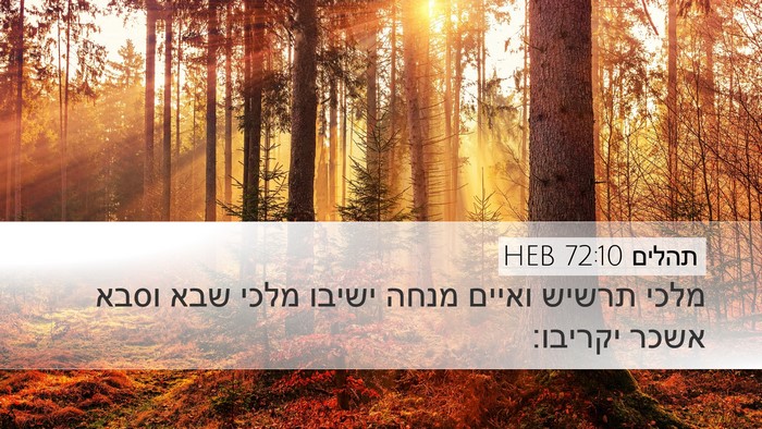 תהלים 72:10 HEB Bible Verse Image