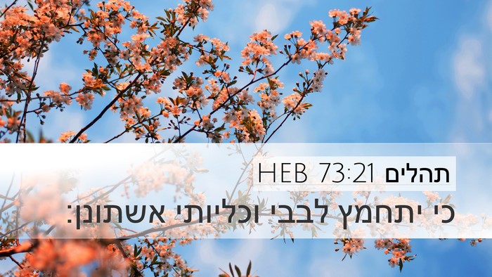 תהלים 73:21 HEB Desktop Wallpaper - כי יתחמץ לבבי וכליותי - Desktop Bible Verse Wallpaper