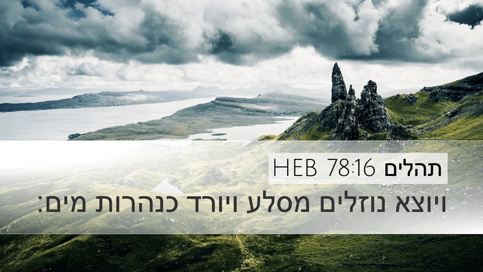 תהלים 78:16 HEB Bible Verse Image
