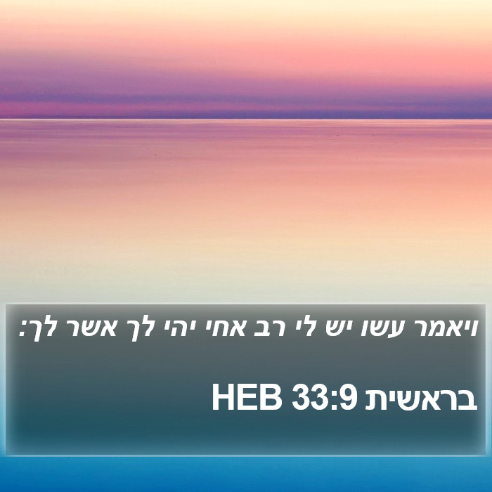 בראשית 33:9 HEB - ויאמר עשו יש לי רב אחי יהי