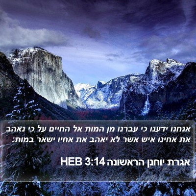 אגרת יוחנן הראשונה 3:14 HEB Bible Verse Image