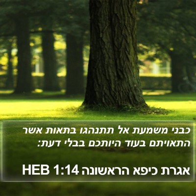 אגרת כיפא הראשונה 1:14 HEB Bible Verse Image