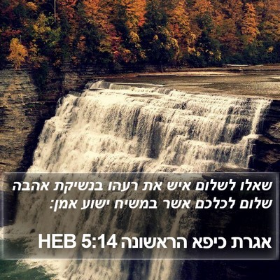 אגרת כיפא הראשונה 5:14 HEB Bible Verse Image